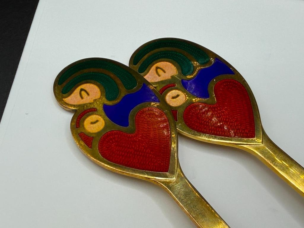 VINTAGE JUL 1968 A. MICHELSEN DANMARK STERLING SILVER A MOTHER'S HEART DESIGN FORK AND SPOON - 3