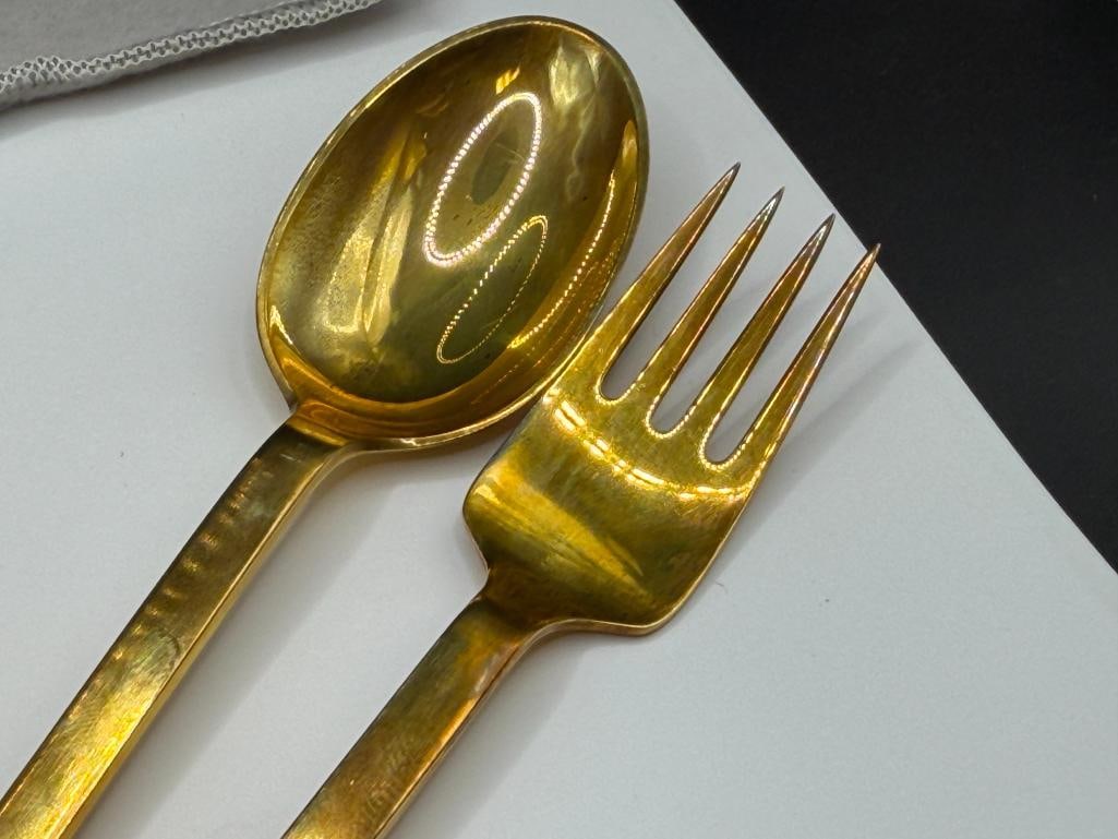 VINTAGE JUL 1968 A. MICHELSEN DANMARK STERLING SILVER A MOTHER'S HEART DESIGN FORK AND SPOON - 6