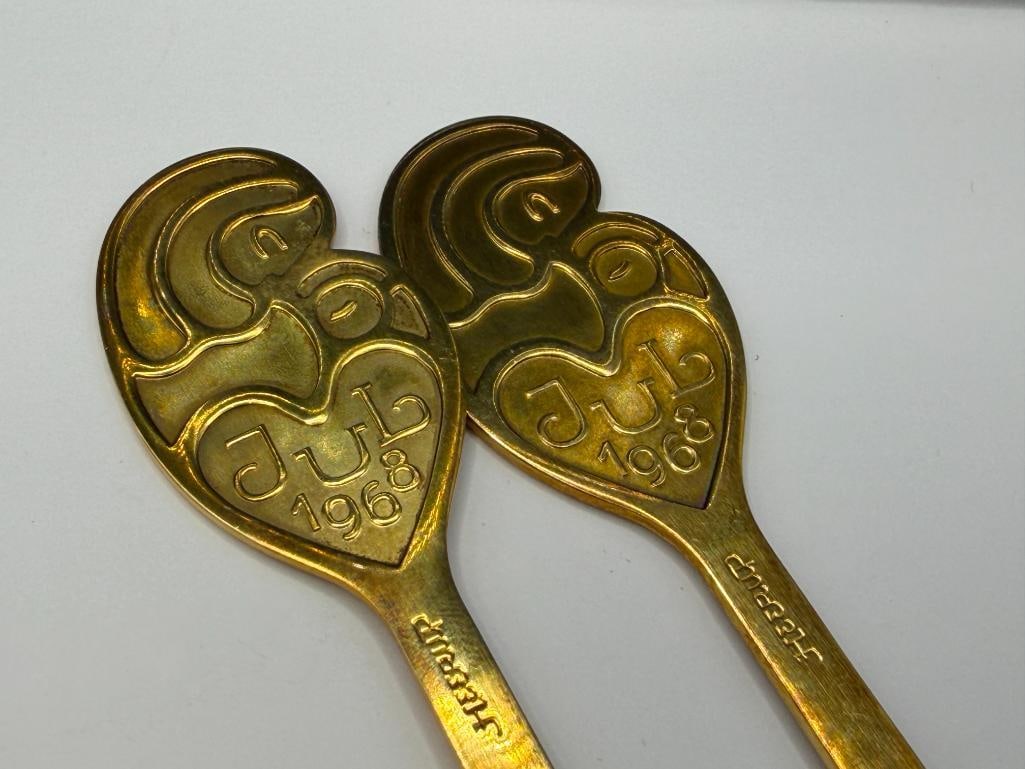 VINTAGE JUL 1968 A. MICHELSEN DANMARK STERLING SILVER A MOTHER'S HEART DESIGN FORK AND SPOON - 7