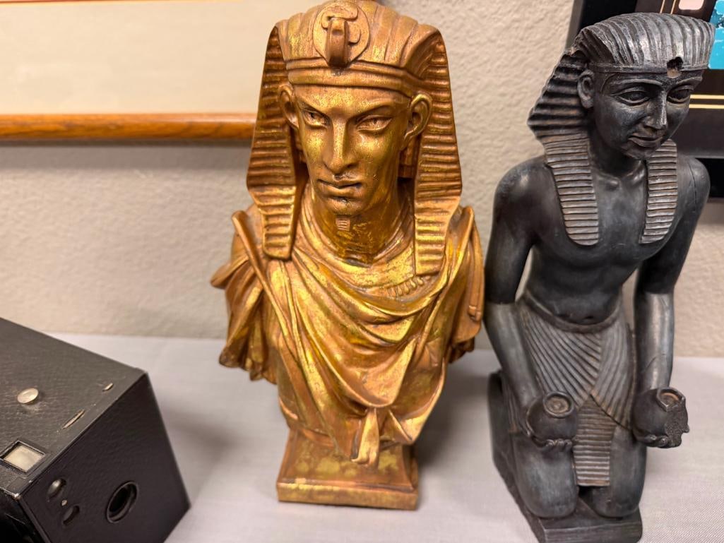 DECORATIVE EGYPTIAN STATUES, BUST AND FIGURAL PICTURE HOLDER - 10