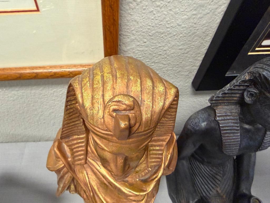 DECORATIVE EGYPTIAN STATUES, BUST AND FIGURAL PICTURE HOLDER - 12
