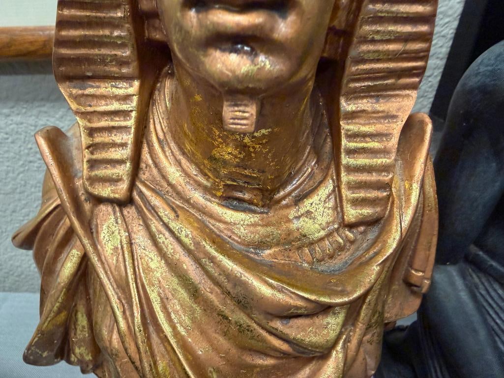 DECORATIVE EGYPTIAN STATUES, BUST AND FIGURAL PICTURE HOLDER - 13