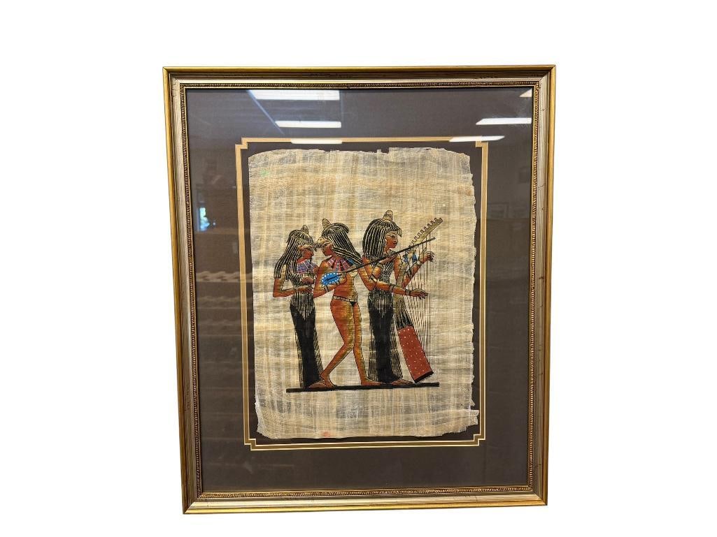 EGYPTIAN ORIGINAL PAINTING ON PAPYRUS PAPER THE THREE MUSICIANS OF THE NILE (1 of 12)