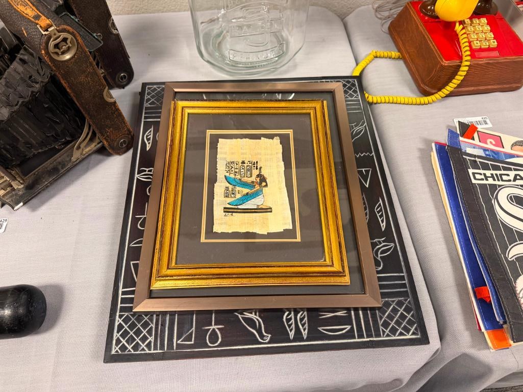 EGYPTIAN ORIGINAL MINIATURE PAINTINGS ON PAPYRUS PAPER QUEEN NEFERTITI AND GODDESS MA'AT - 2
