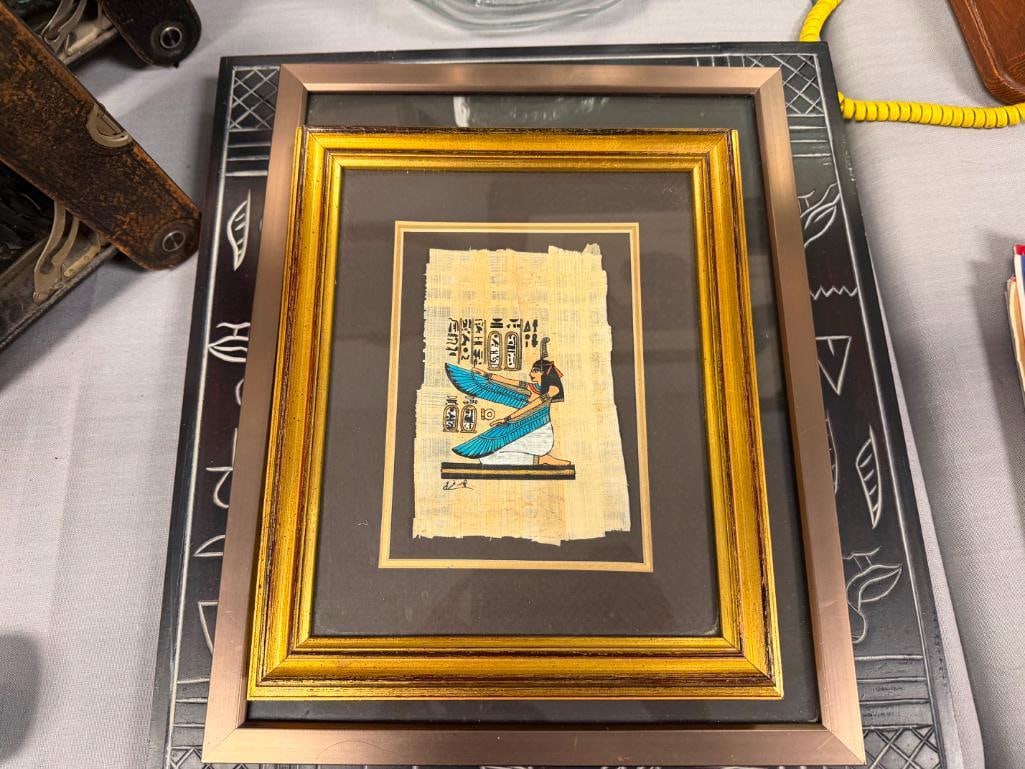 EGYPTIAN ORIGINAL MINIATURE PAINTINGS ON PAPYRUS PAPER QUEEN NEFERTITI AND GODDESS MA'AT - 3