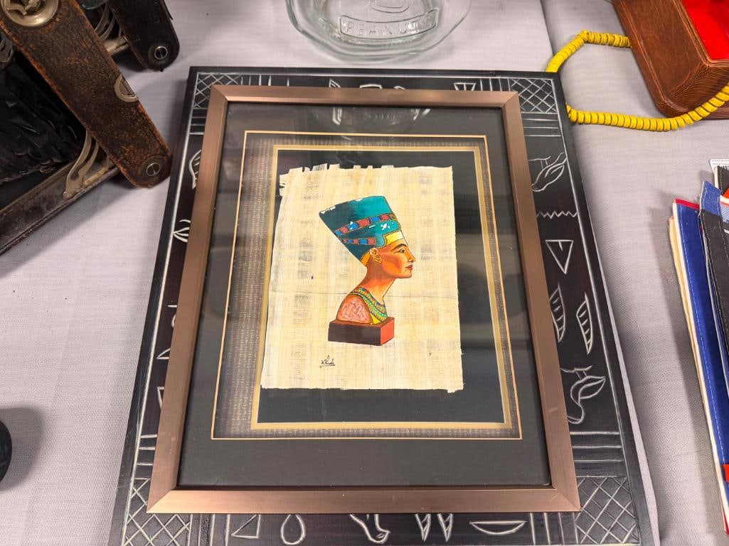 EGYPTIAN ORIGINAL MINIATURE PAINTINGS ON PAPYRUS PAPER QUEEN NEFERTITI AND GODDESS MA'AT - 6