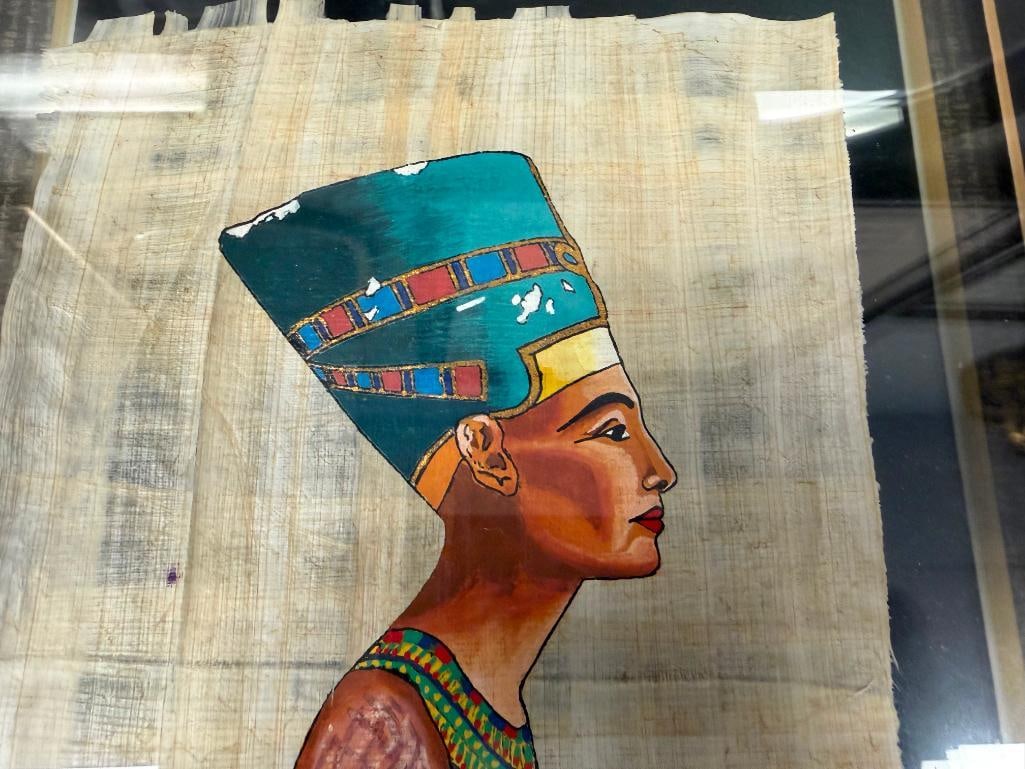 EGYPTIAN ORIGINAL MINIATURE PAINTINGS ON PAPYRUS PAPER QUEEN NEFERTITI AND GODDESS MA'AT - 7