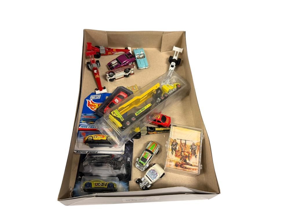 NEW AND USED 1/64 DIE-CAST TOY CARS MOSTLY HOTWHEELS AND 1993 LUIS ROYO FANTASY TO REALITY CARDS (1 of 11)