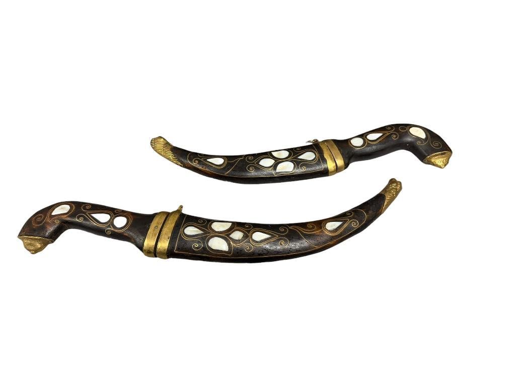 OTTOMAN TURKISH STYLE DAGERS / KHANJARS WITH WIRE BRASS AND MOTHER OF PEARL INLAY (1 of 18)