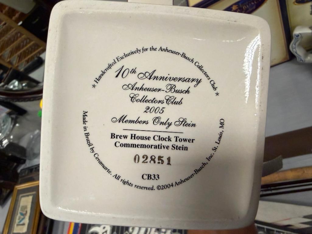 ANHEUSER-BUSCH / BUDWEISER 10TH ANNIVERSARY COLLECTORS CLUB MEMBERS ONLY STEINS - 10