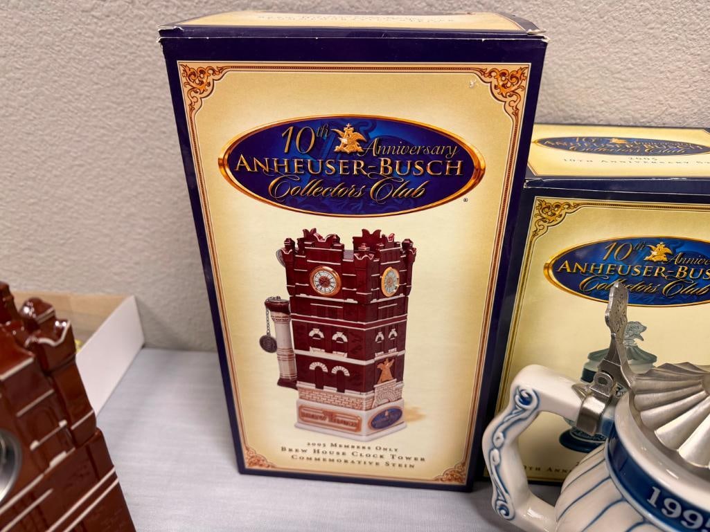 ANHEUSER-BUSCH / BUDWEISER 10TH ANNIVERSARY COLLECTORS CLUB MEMBERS ONLY STEINS - 11