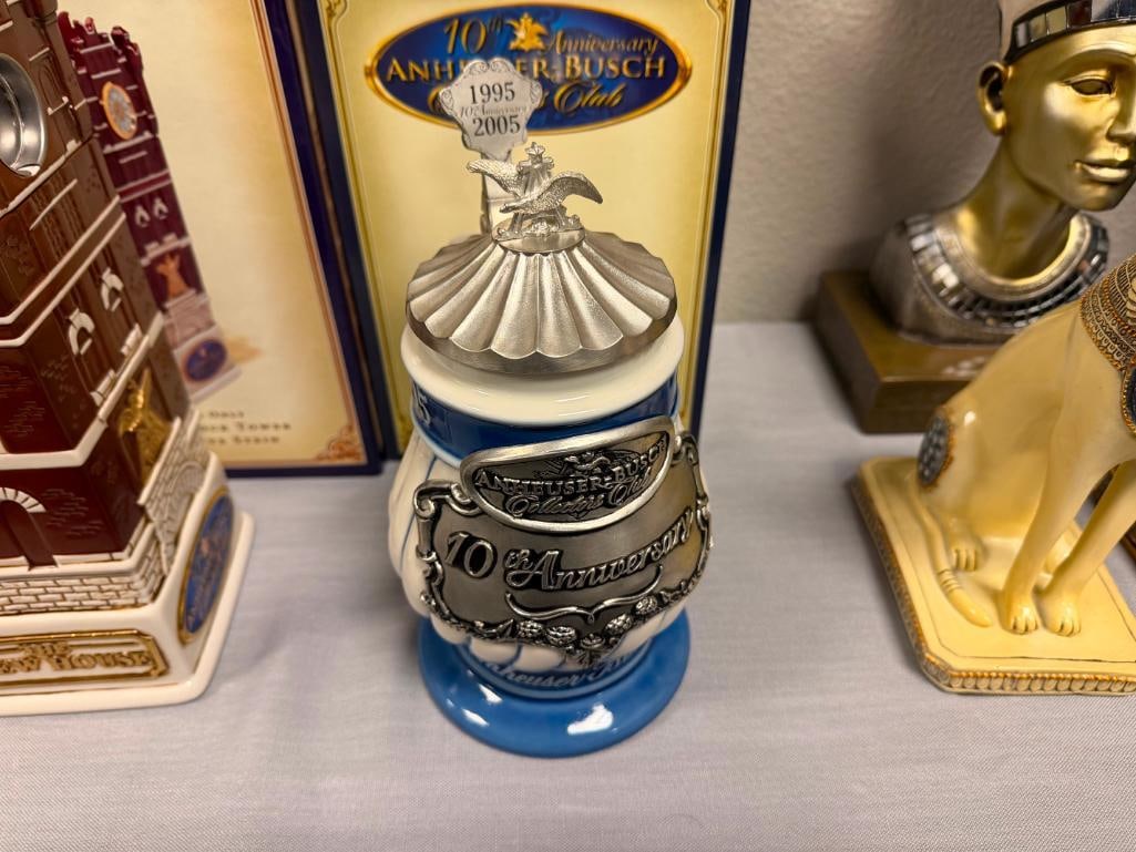 ANHEUSER-BUSCH / BUDWEISER 10TH ANNIVERSARY COLLECTORS CLUB MEMBERS ONLY STEINS - 12