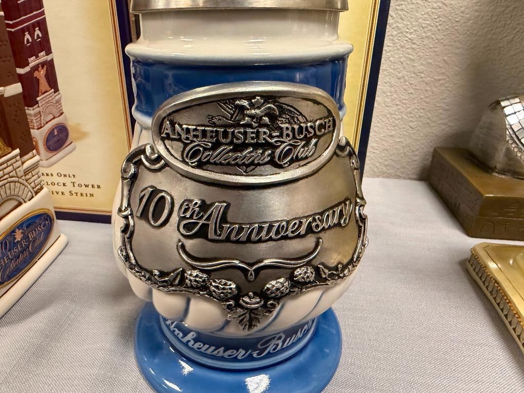 ANHEUSER-BUSCH / BUDWEISER 10TH ANNIVERSARY COLLECTORS CLUB MEMBERS ONLY STEINS - 13