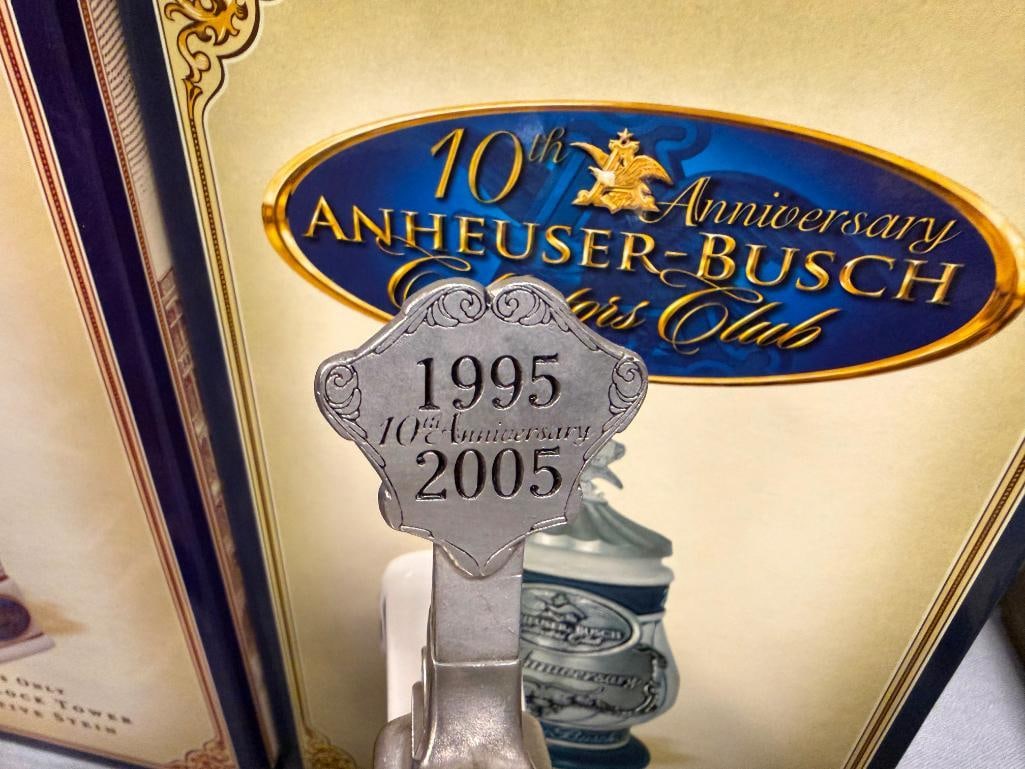 ANHEUSER-BUSCH / BUDWEISER 10TH ANNIVERSARY COLLECTORS CLUB MEMBERS ONLY STEINS - 15