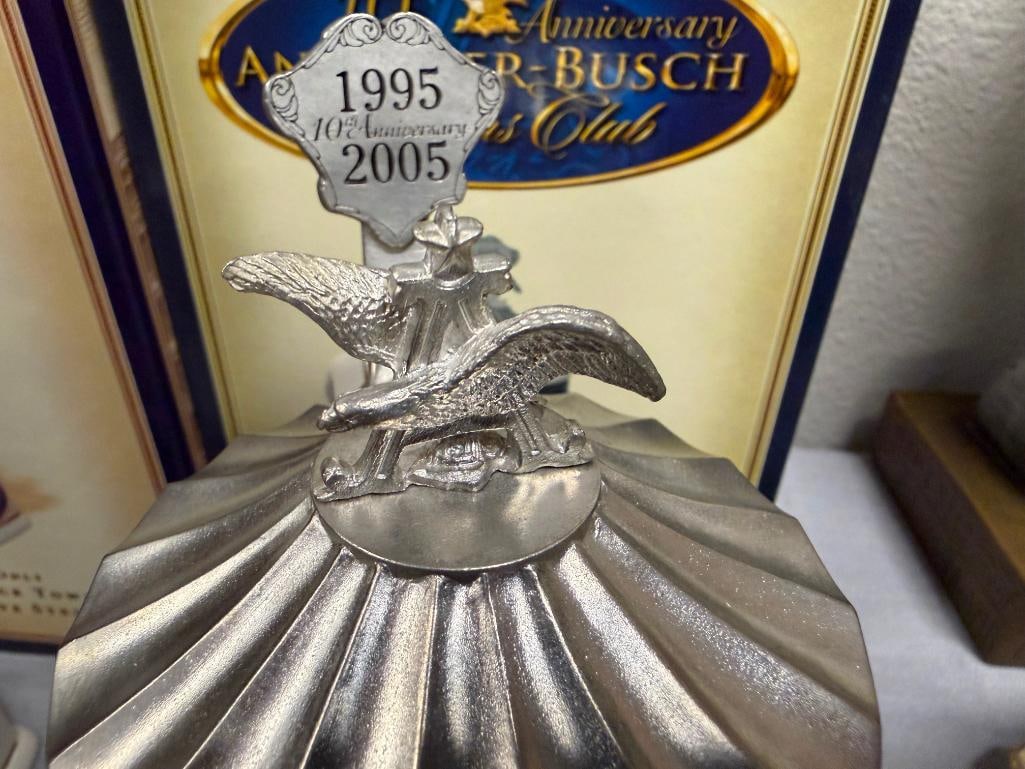 ANHEUSER-BUSCH / BUDWEISER 10TH ANNIVERSARY COLLECTORS CLUB MEMBERS ONLY STEINS - 16