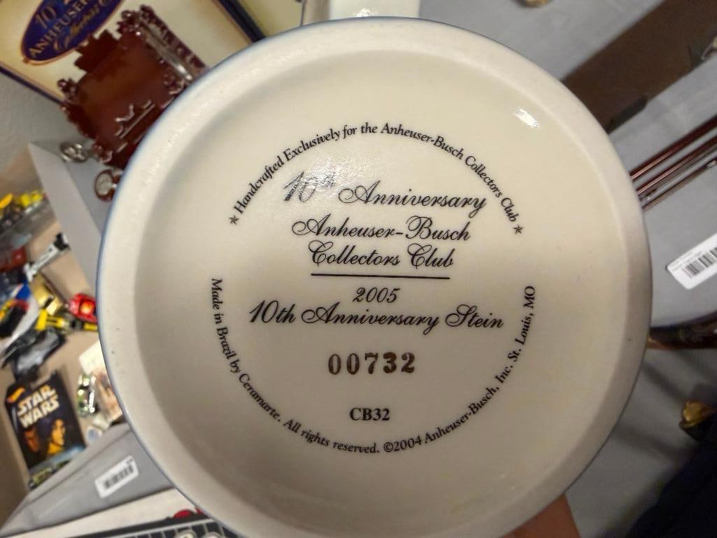 ANHEUSER-BUSCH / BUDWEISER 10TH ANNIVERSARY COLLECTORS CLUB MEMBERS ONLY STEINS - 18
