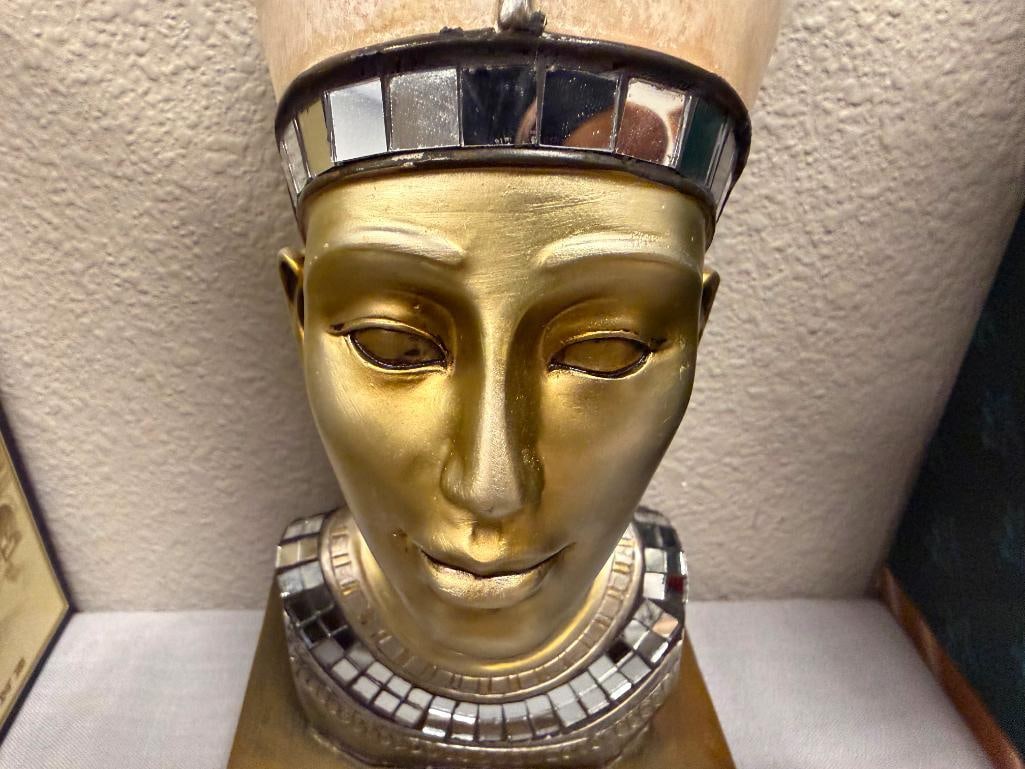 DECORATIVE EGYPTIAN STATUES GODDESS OF PROTECTION, BASTET CAT, AND QUEEN NEFERTITI BUST - 17