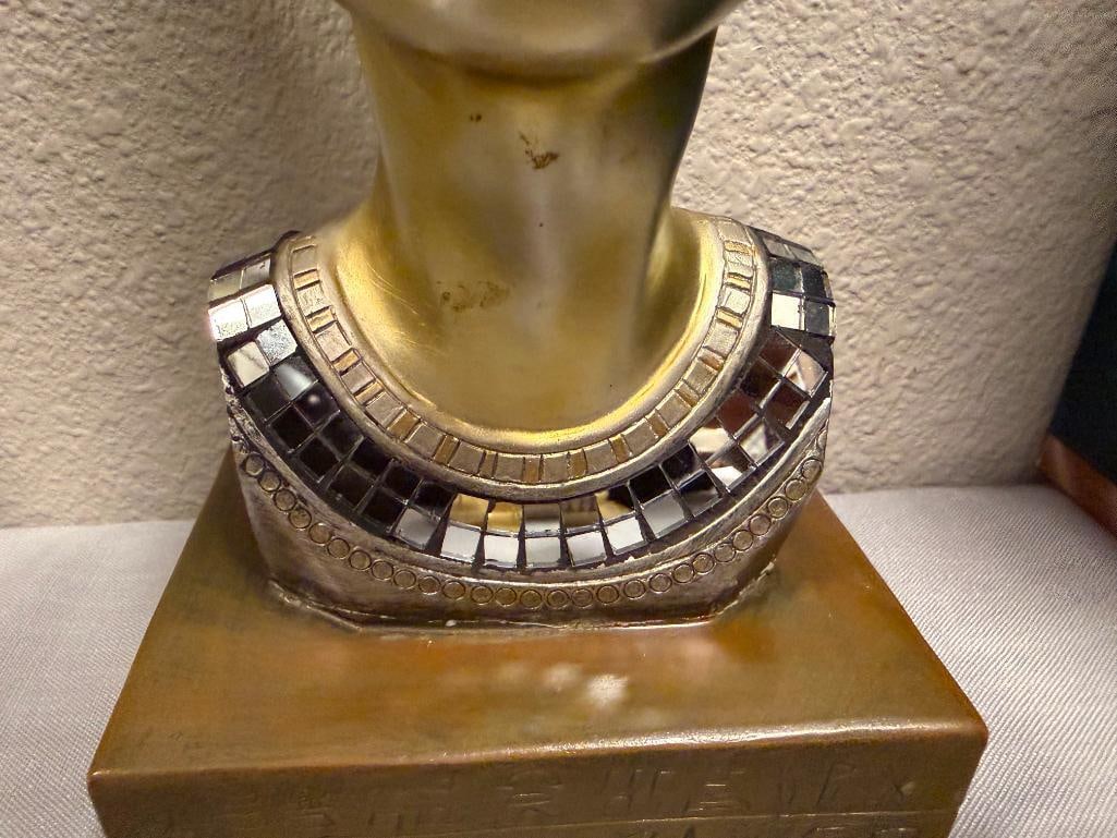 DECORATIVE EGYPTIAN STATUES GODDESS OF PROTECTION, BASTET CAT, AND QUEEN NEFERTITI BUST - 18