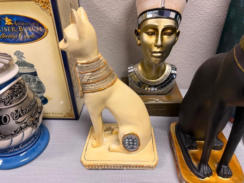 DECORATIVE EGYPTIAN STATUES GODDESS OF PROTECTION, BASTET CAT, AND QUEEN NEFERTITI BUST - 7