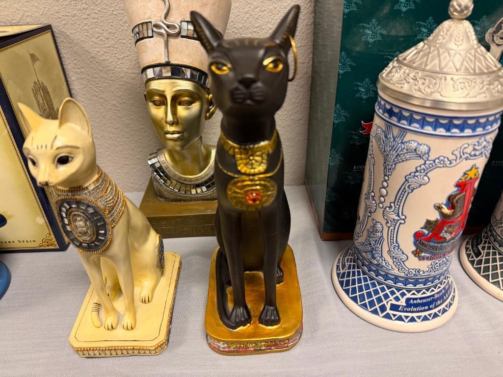 DECORATIVE EGYPTIAN STATUES GODDESS OF PROTECTION, BASTET CAT, AND QUEEN NEFERTITI BUST - 8