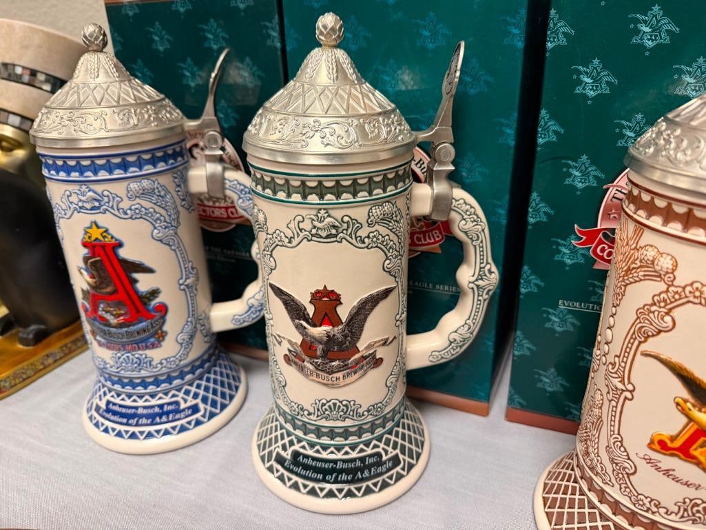 2002, 2003, 2004 ANHEUSER-BUSCH / BUDWEISER EVOLUTION OF THE A & EAGLE SERIES STEINS COLLECTORS C... - 12