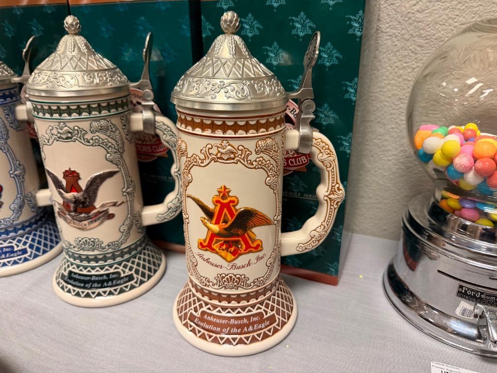 2002, 2003, 2004 ANHEUSER-BUSCH / BUDWEISER EVOLUTION OF THE A & EAGLE SERIES STEINS COLLECTORS C... - 3