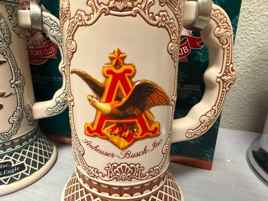 2002, 2003, 2004 ANHEUSER-BUSCH / BUDWEISER EVOLUTION OF THE A & EAGLE SERIES STEINS COLLECTORS C... - 5