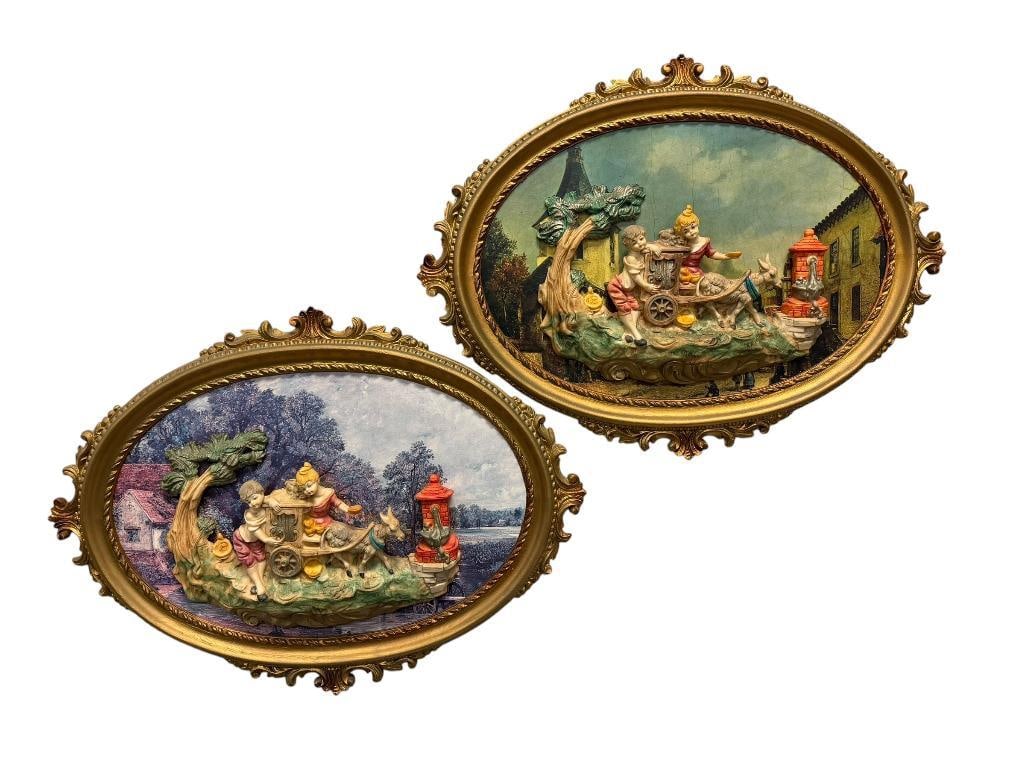 PAIR OF VINTAGE ITALIAN 3D WALL ART PLAQUES (1 of 18)
