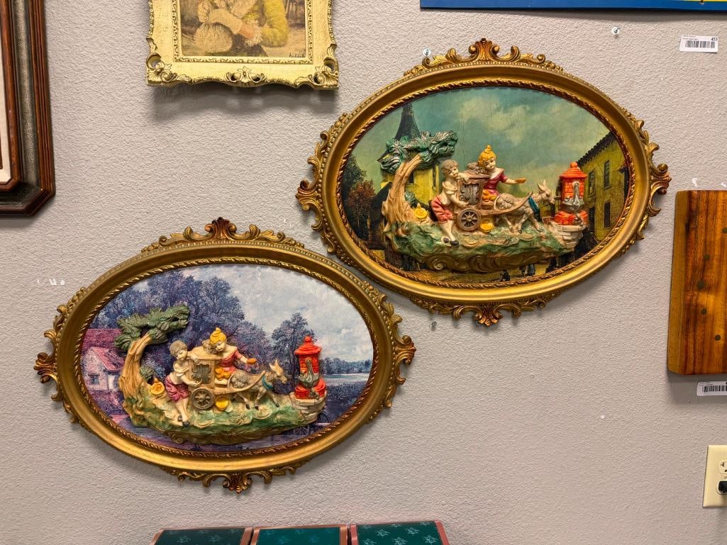 PAIR OF VINTAGE ITALIAN 3D WALL ART PLAQUES - 2