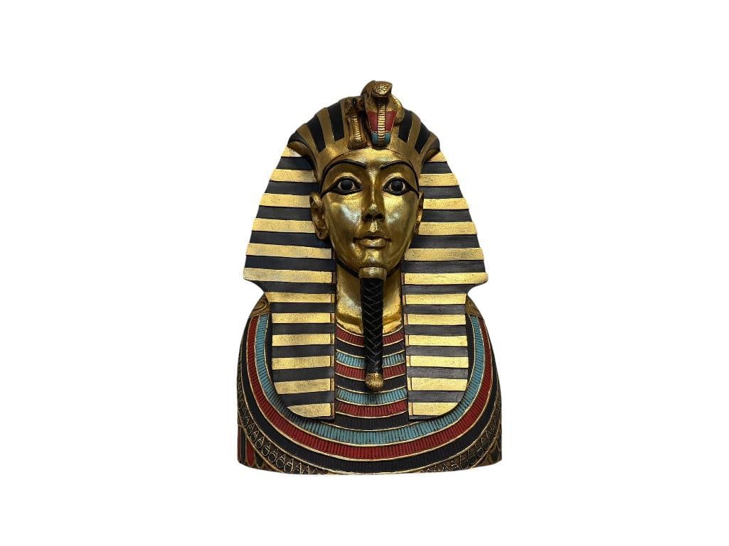 LARGE REPLICA OF KING TUTANKHMUN'S GOLDEN MASK WALL BUST: 25" H