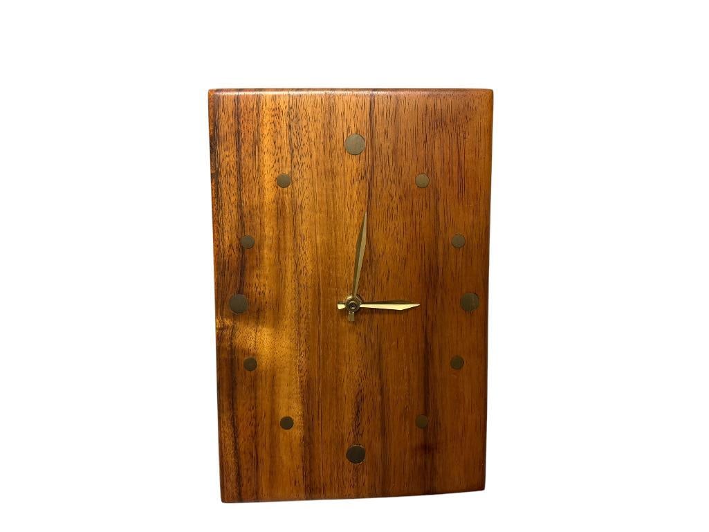 MID-CENTURY MODERN STYLED TIMEPIECE SOLID HARDWOOD WALL CLOCK (1 of 8)