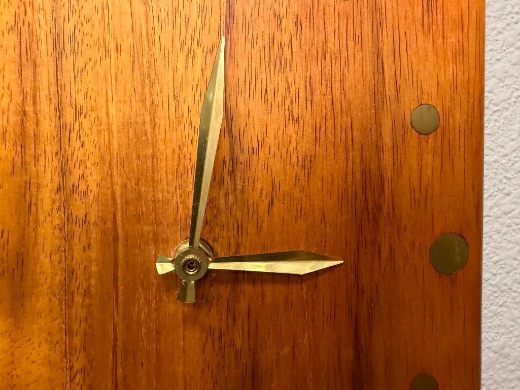 MID-CENTURY MODERN STYLED TIMEPIECE SOLID HARDWOOD WALL CLOCK - 3