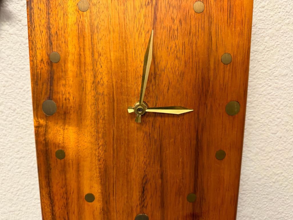 MID-CENTURY MODERN STYLED TIMEPIECE SOLID HARDWOOD WALL CLOCK - 5