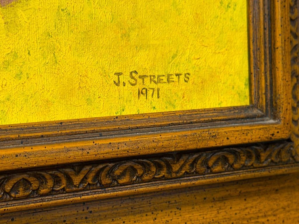J. STREETS VIBRANT COUNTRY SIDE ORIGINAL OIL ON CANVAS PAINTING DATED 1971 - 7