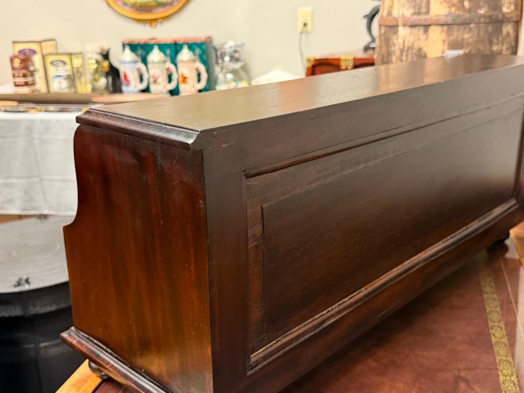 GREGORIAN-STYLE / CHIPPENDALE DESK TOP / SECRETRAY'S ORGANIZER DARK WOOD FINISH - 8
