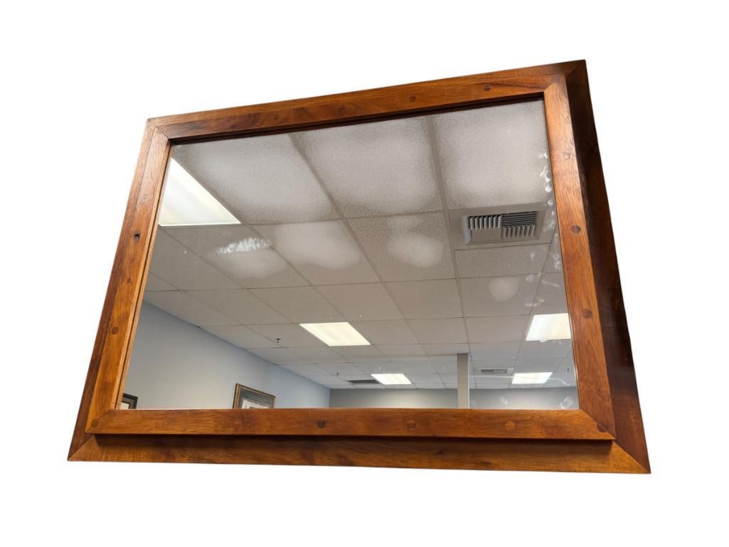MID-CENTURY MODERN STYLED TEAK GRAIN FRAMED MIRROR (1 of 4)
