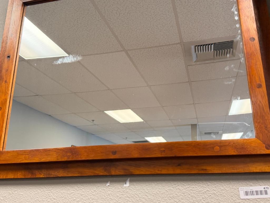 MID-CENTURY MODERN STYLED TEAK GRAIN FRAMED MIRROR - 2