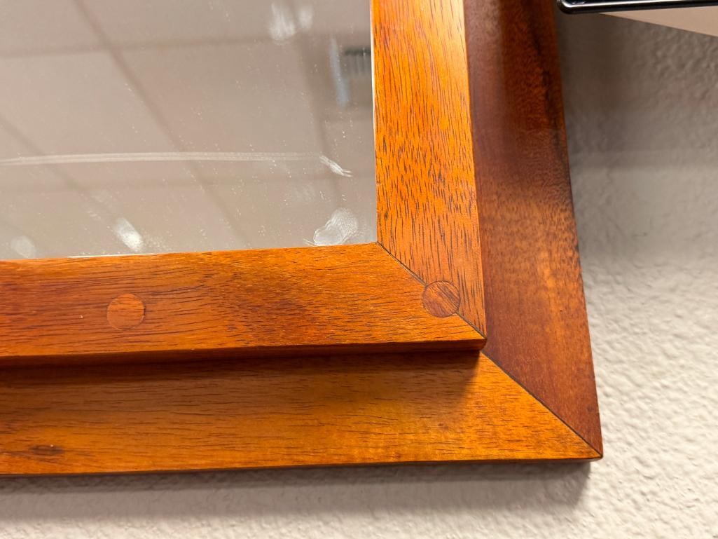 MID-CENTURY MODERN STYLED TEAK GRAIN FRAMED MIRROR - 3
