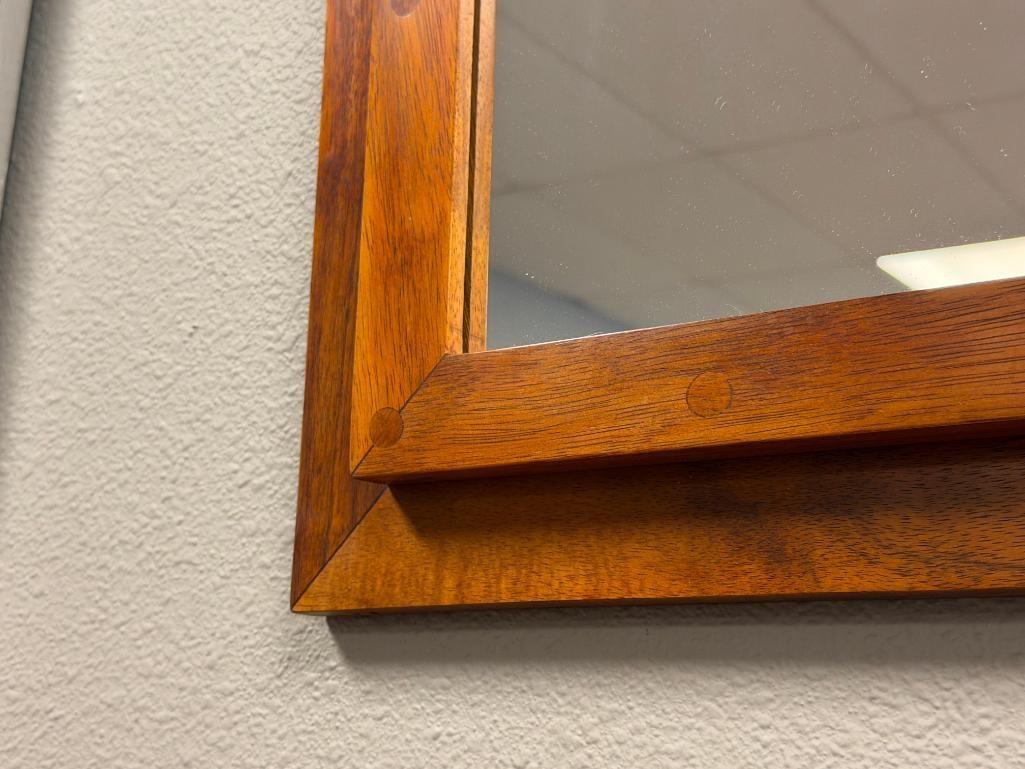 MID-CENTURY MODERN STYLED TEAK GRAIN FRAMED MIRROR - 4