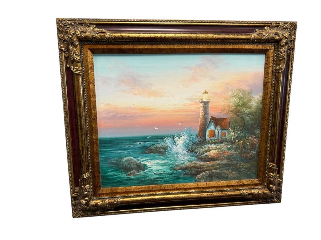 STEVENS SIGNED ORIGINAL PAINTING ON CANVAS OF A SEASCAPE (1 of 9)