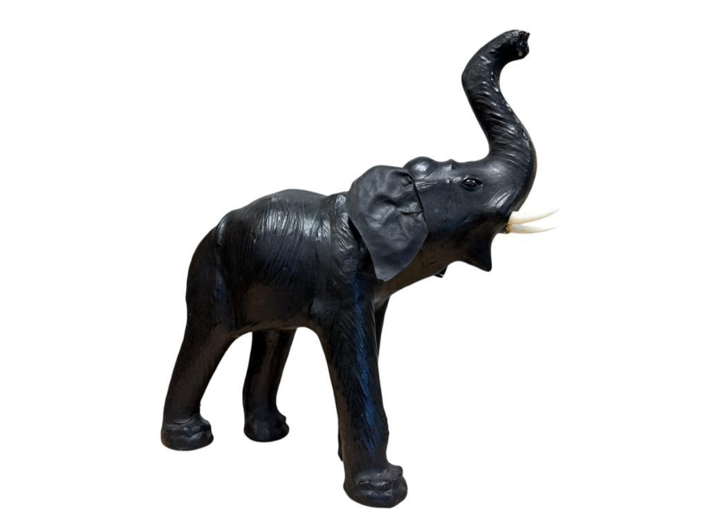 LARGE LEATHER WRAPPED ELEPHANT STATUE (1 of 10)