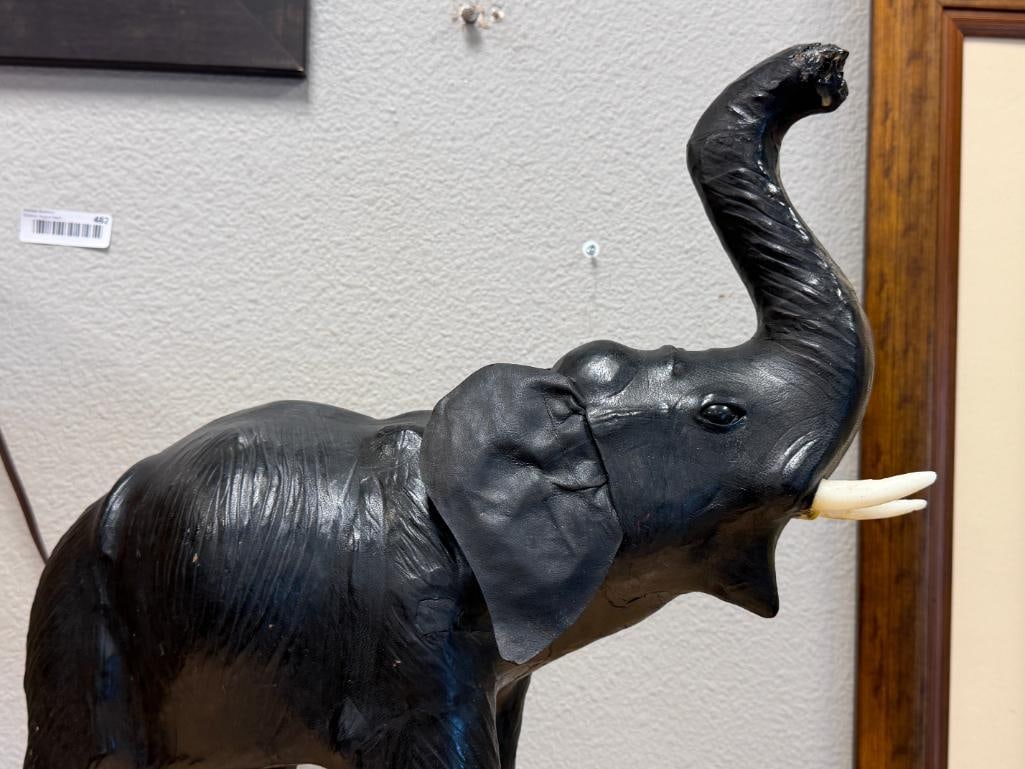 LARGE LEATHER WRAPPED ELEPHANT STATUE - 2