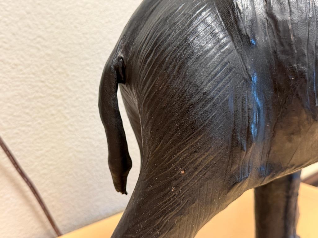 LARGE LEATHER WRAPPED ELEPHANT STATUE - 5