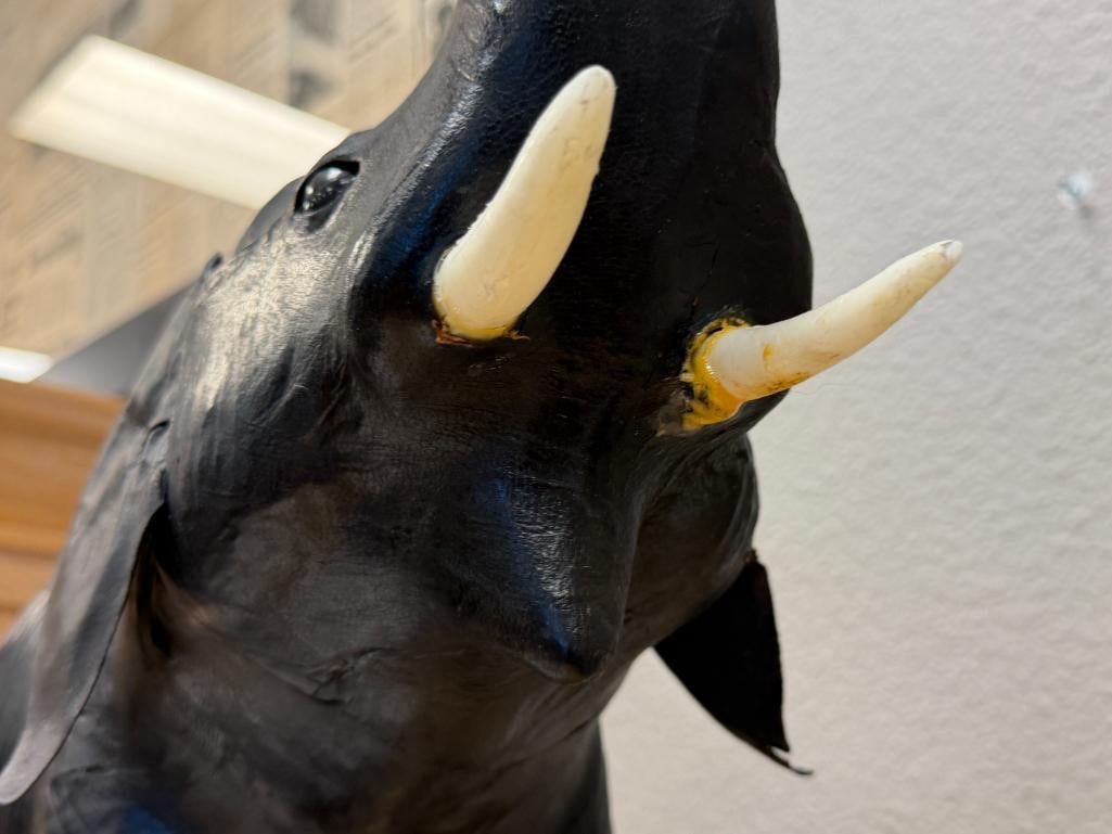 LARGE LEATHER WRAPPED ELEPHANT STATUE - 7