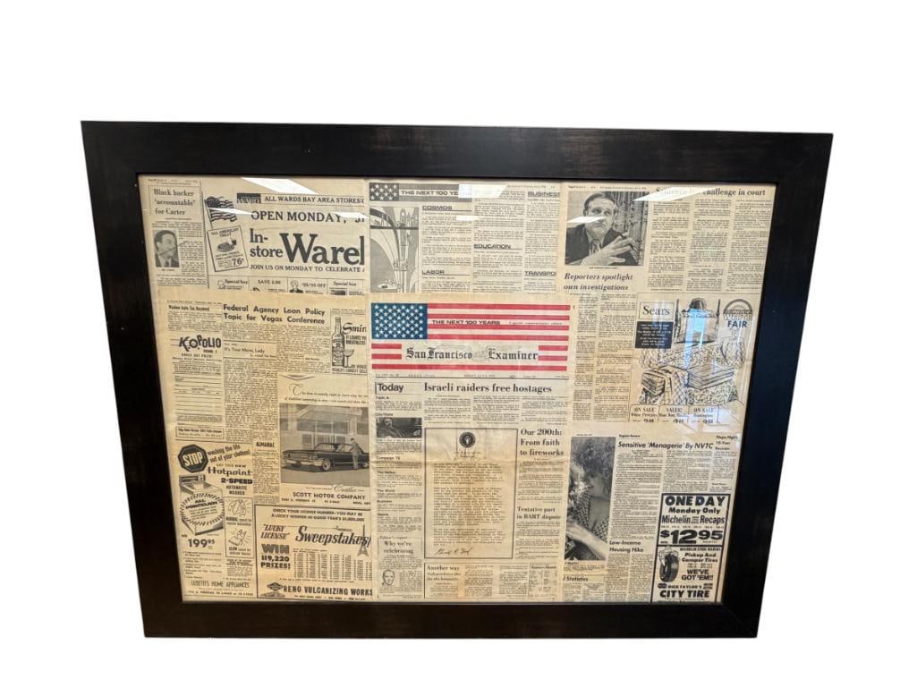 1960'S AND 1970'S NEVADA AND CALIFORNIA NEWSPAPERS: 45 1/2" X 35 1/2" FRAME