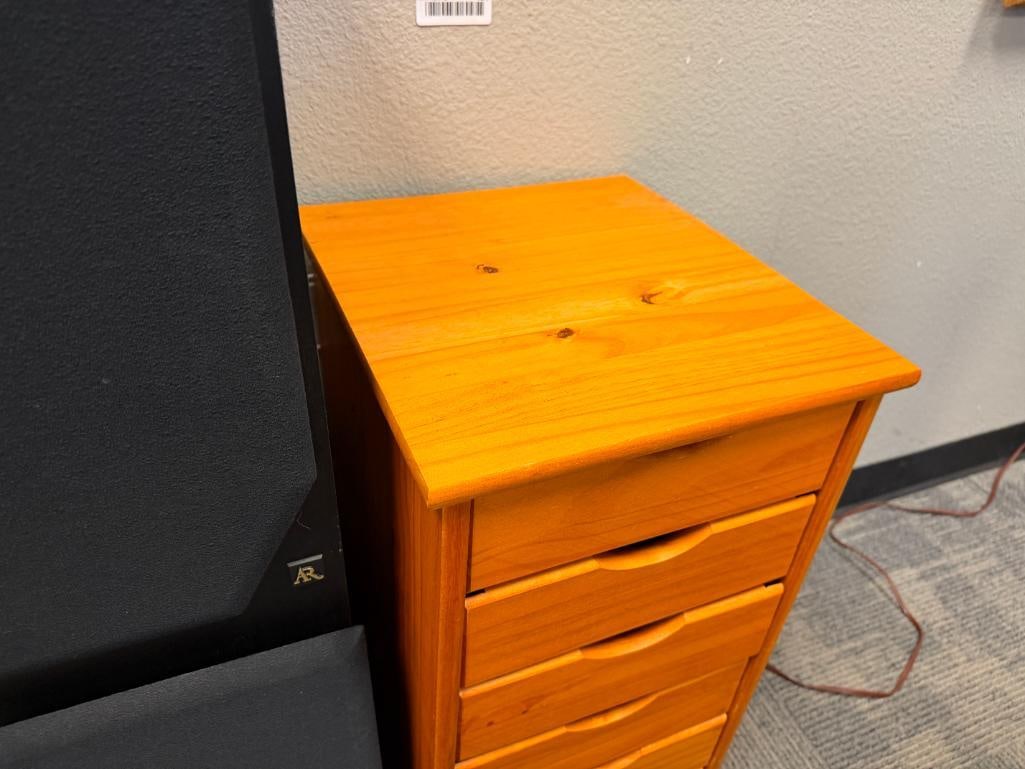 SIX-DRAWER PINE ROLLING STORAGE CABINET - 2