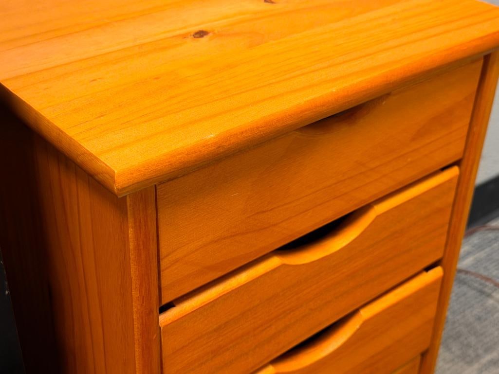SIX-DRAWER PINE ROLLING STORAGE CABINET - 4