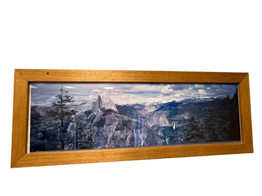 PANARMOIC PRINT OF SCENEIC VIEW HALF DOME IN YOSEMITE NATIONAL PARK: 40" X 15" FRAME