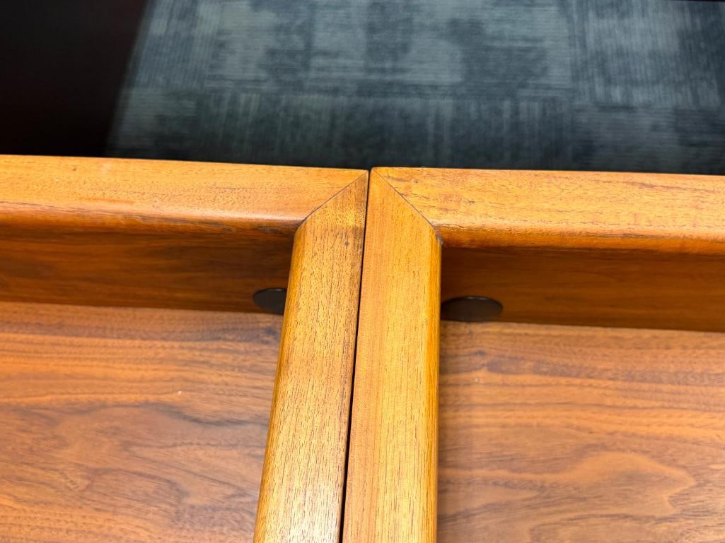 MID-CENTURY DANISH MODERN TEAK EXPANDABLE BENCH WITH STORAGE AND TAMBOUR DOORS - 10