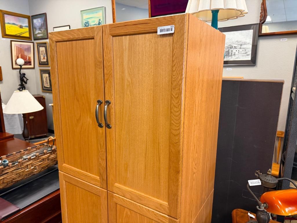 OAK AND LAMINATE COMPOSITE STORAGE CABINET / WARDROBE - 2